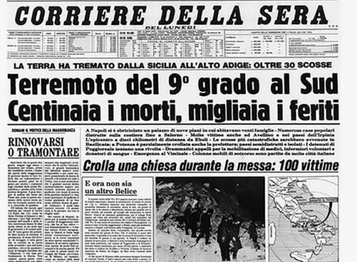 Commemorazione in occasione del XLIII anniversario del sisma in Irpinia.