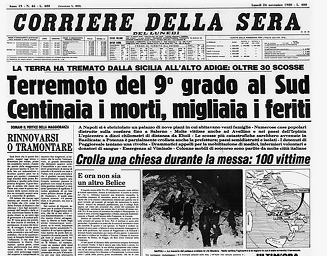 Commemorazione in occasione del XLIII anniversario del sisma in Irpinia.